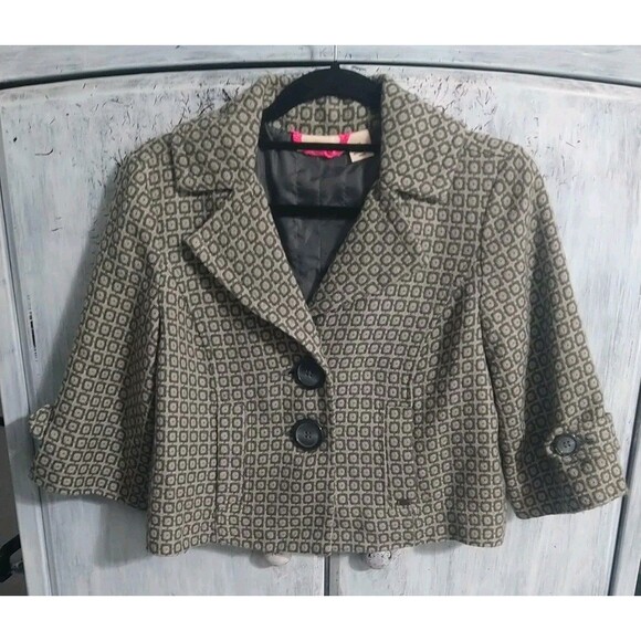 Dkny Cropped Wide Sleeve Button Jacket Medium  Y2K Boho Classic Officey - Picture 1 of 10